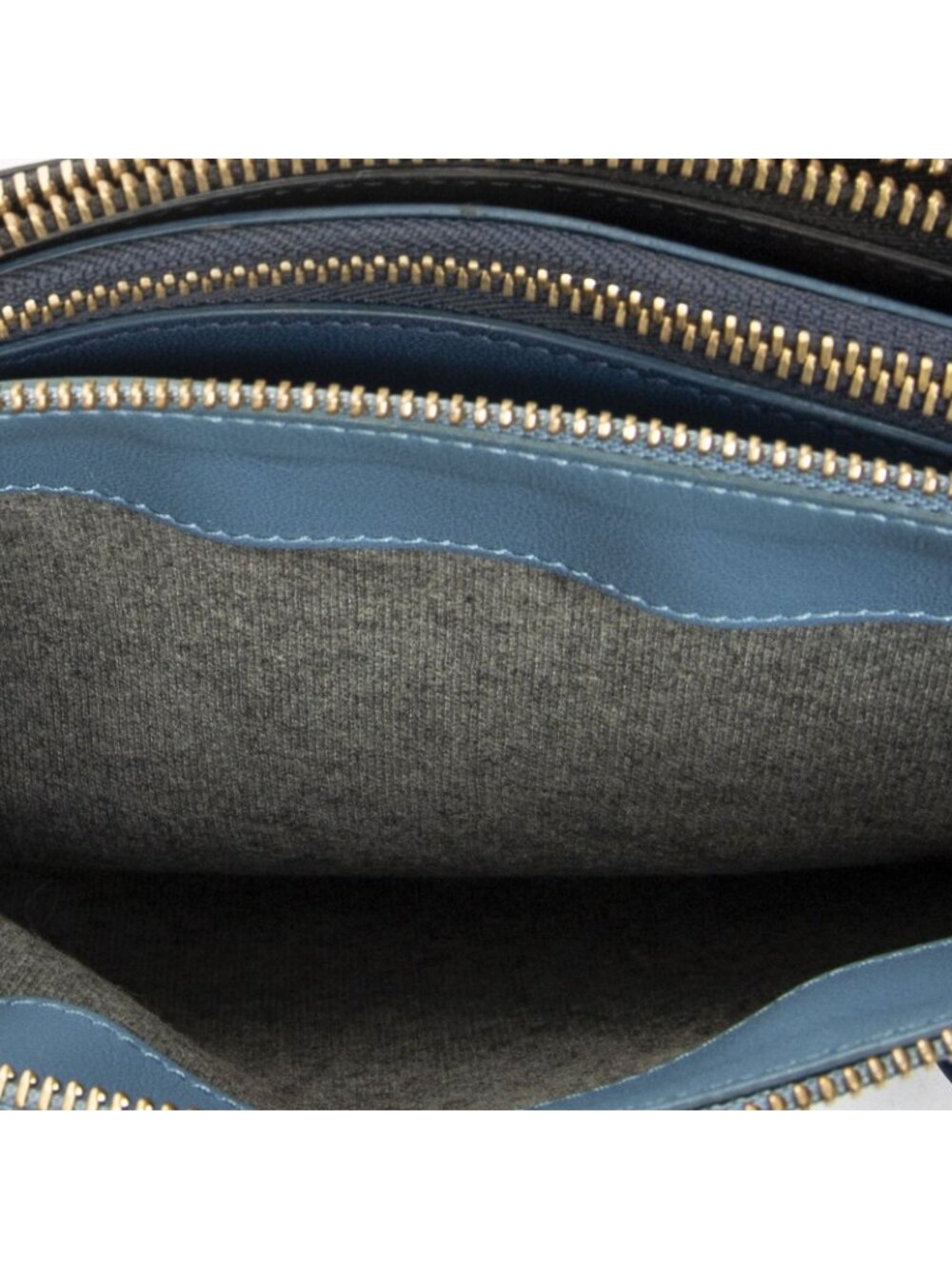 Celine Small Trio Crossbody Blue Black Calfskin Leather - Picture 10 of 11